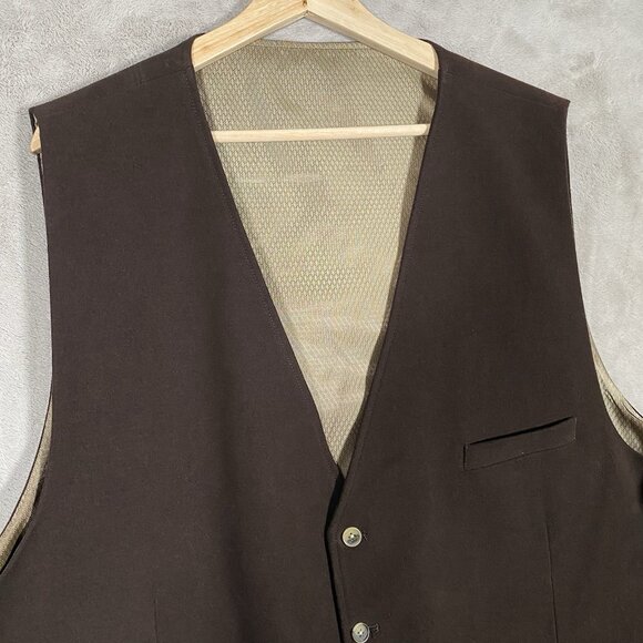 Vintage Jean Paul Germain Waistcoat Mens 4X Brown Cotton Suit Vest Western - Picture 4 of 14